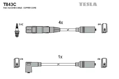 T843C TESLA Комплект проводов зажигания