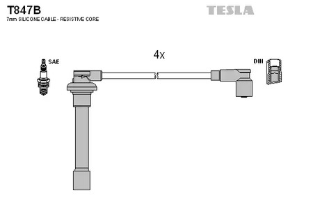 T847B TESLA Комплект проводов зажигания