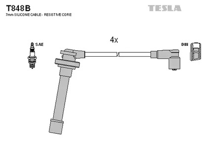 T848B TESLA Комплект проводов зажигания