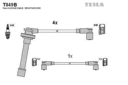 T849B TESLA Комплект проводов зажигания