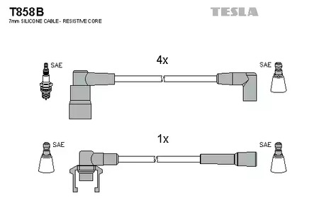 T858B TESLA Комплект проводов зажигания