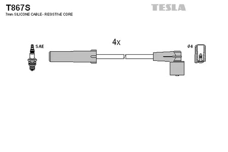 T867S TESLA Комплект проводов зажигания