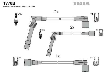 T870B TESLA Комплект проводов зажигания