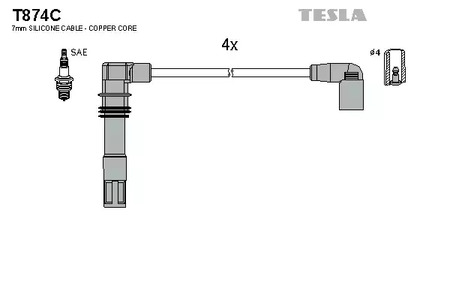 T874C TESLA Комплект проводов зажигания