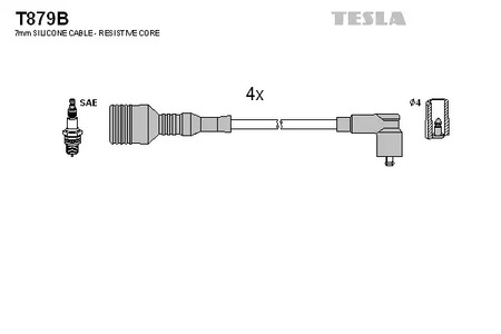 T879B TESLA Комплект проводов зажигания