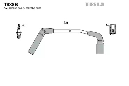 T888B TESLA Комплект проводов зажигания