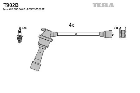 T902B TESLA Комплект проводов зажигания