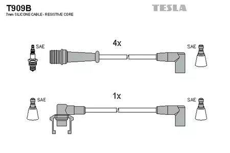 T909B TESLA Комплект проводов зажигания