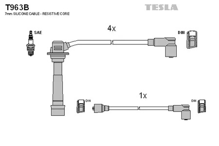 T963B TESLA Комплект проводов зажигания