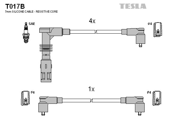 Комплект проводов зажигания TESLA T017B