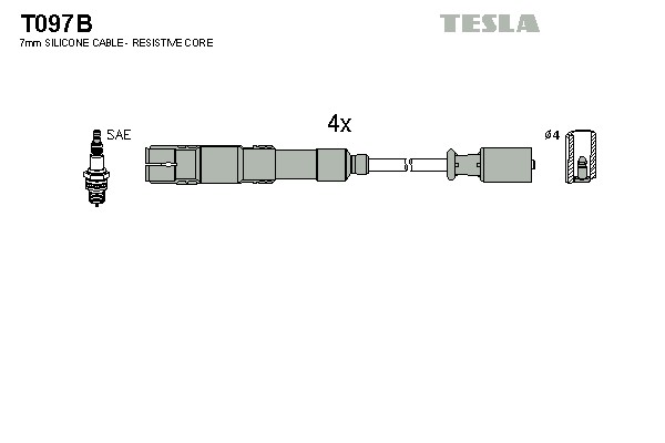 Комплект проводов зажигания TESLA T097B