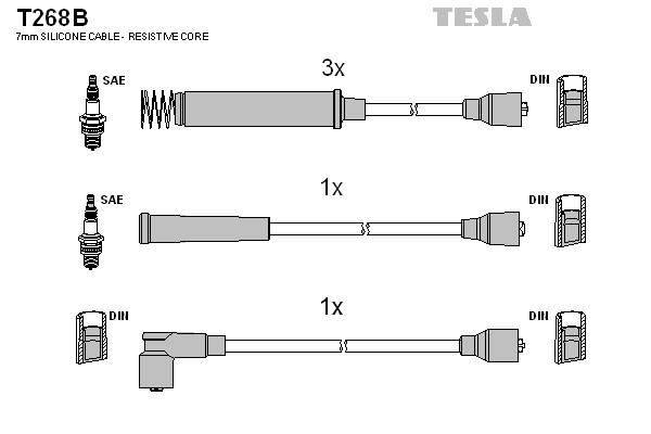 T268B TESLA Комплект проводов зажигания