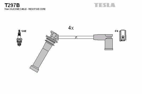 T297B TESLA Комплект проводов зажигания