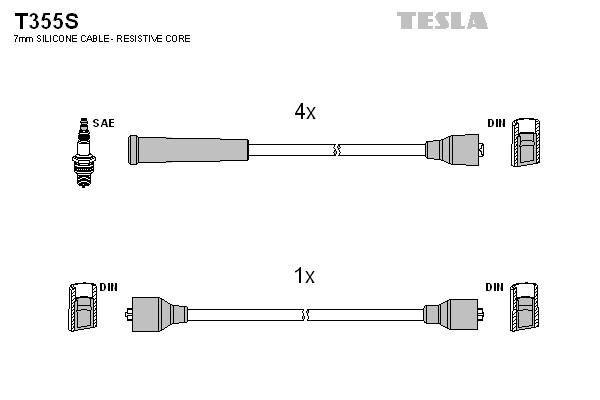 T355S TESLA Комплект проводов зажигания