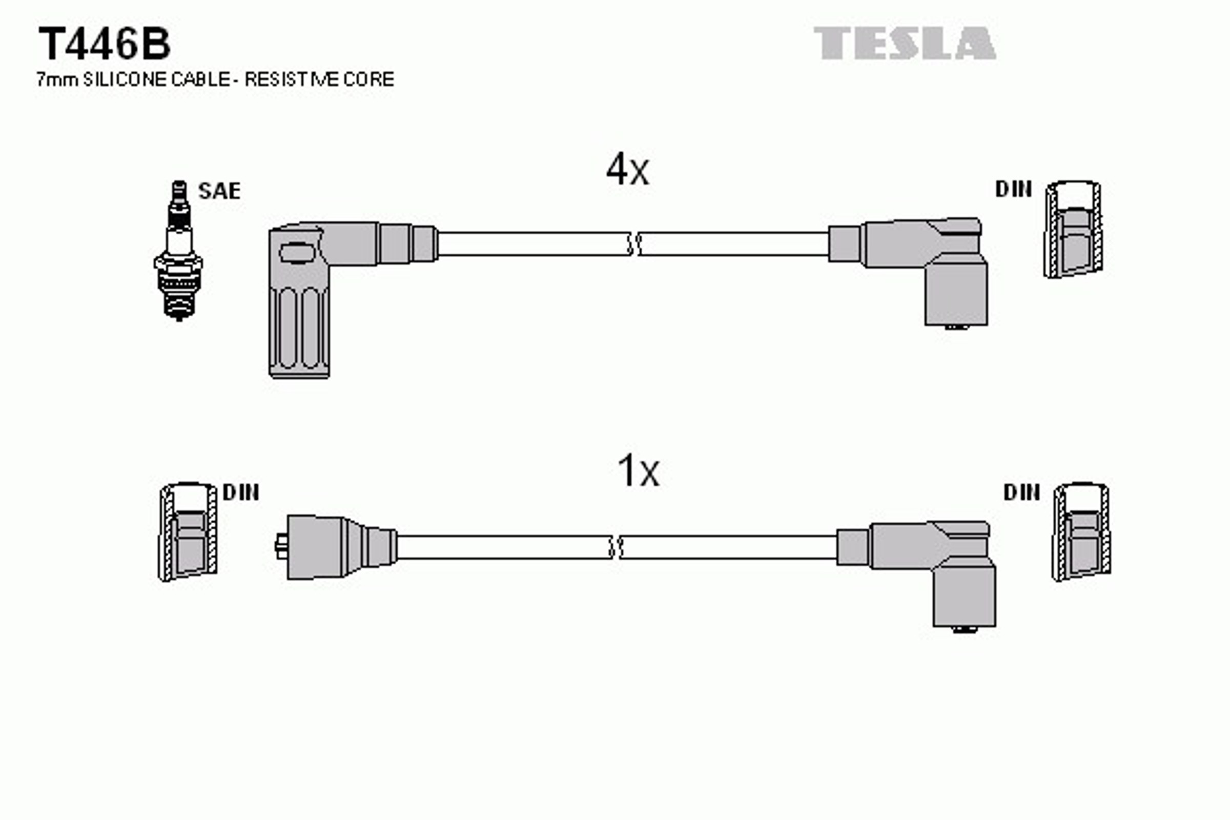 Комплект проводов зажигания TESLA T446B