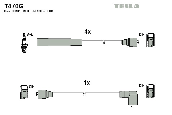 T470G TESLA Комплект проводов зажигания