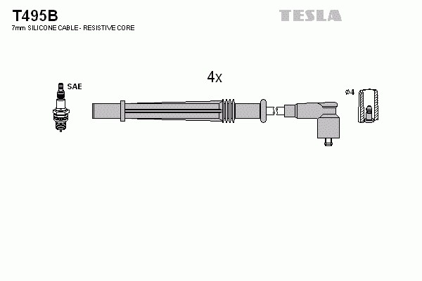 T495B TESLA Комплект проводов зажигания