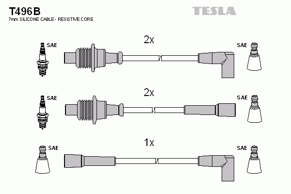 Комплект проводов зажигания TESLA T496B