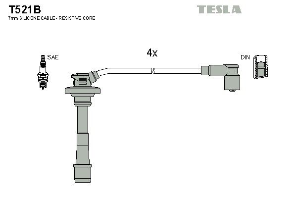 T521B TESLA Комплект проводов зажигания