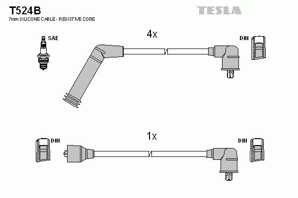 T524B TESLA Комплект проводов зажигания