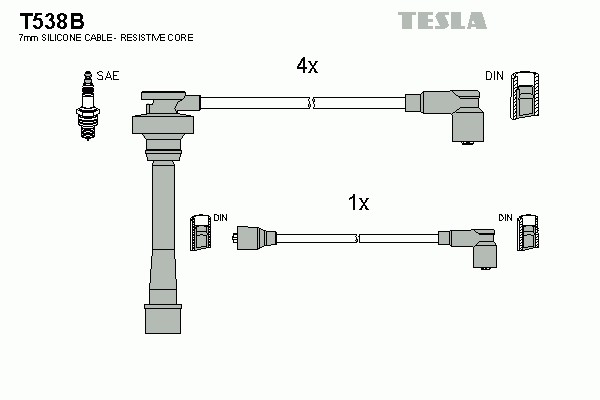 Комплект проводов зажигания TESLA T538B