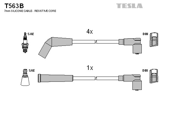 T563B TESLA Комплект проводов зажигания