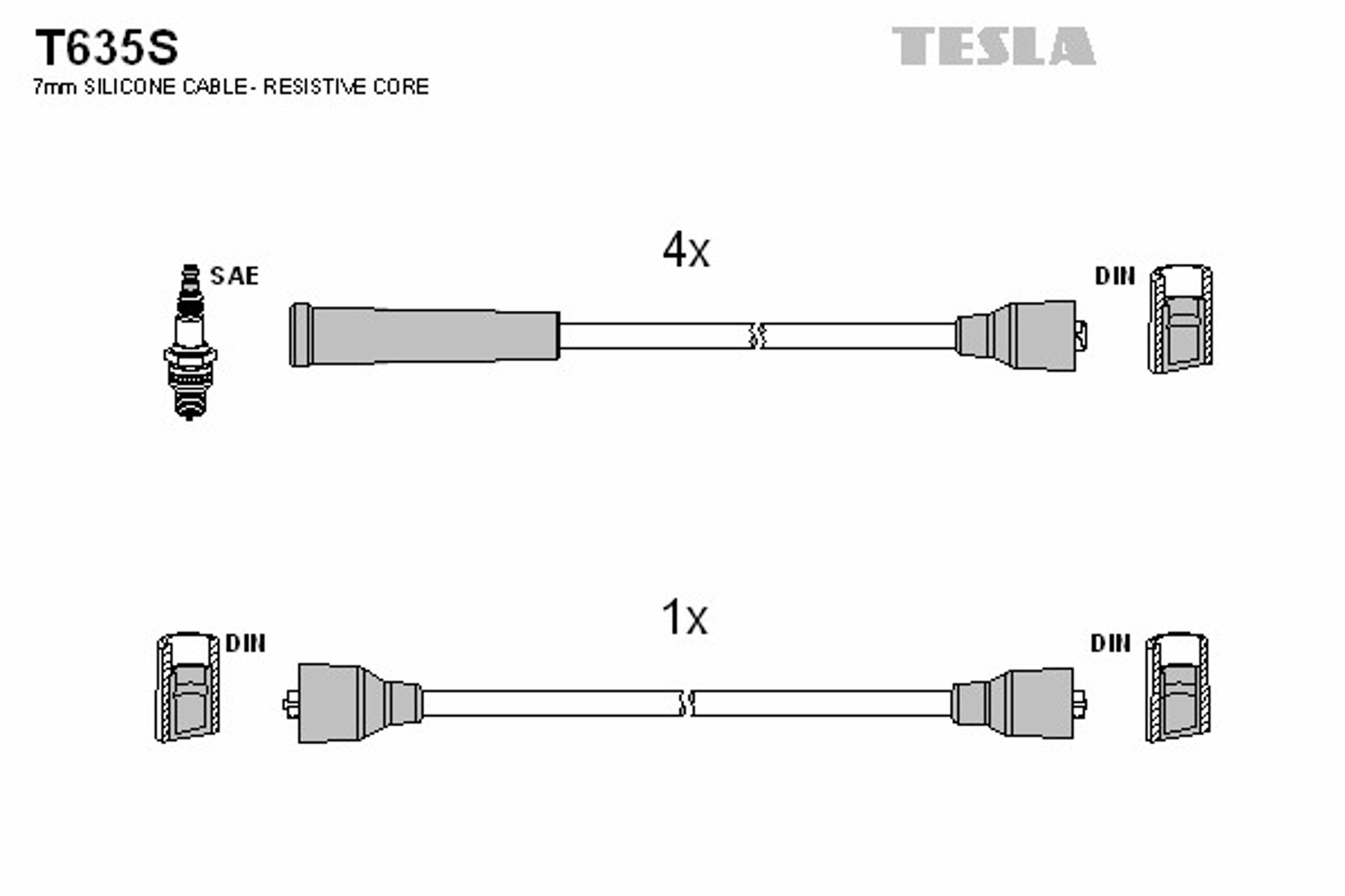 Комплект проводов зажигания TESLA T635S