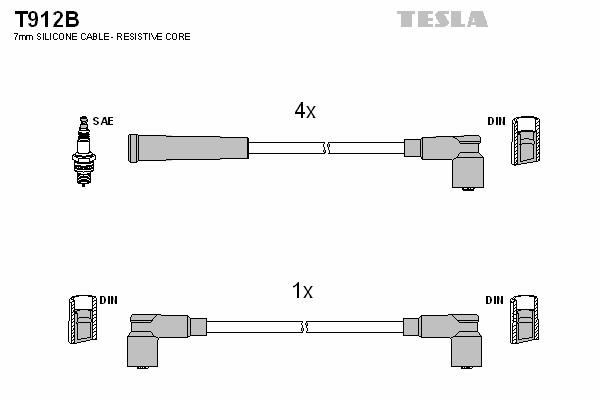 T912B TESLA Комплект проводов зажигания