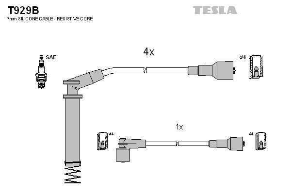 T929B TESLA Комплект проводов зажигания