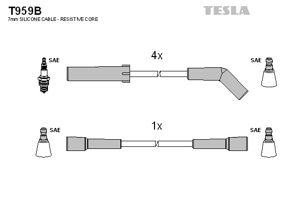 Комплект проводов зажигания TESLA T959B