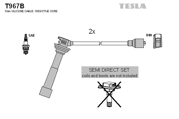 Комплект проводов зажигания TESLA T967B