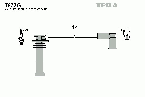 T972G TESLA Комплект проводов зажигания