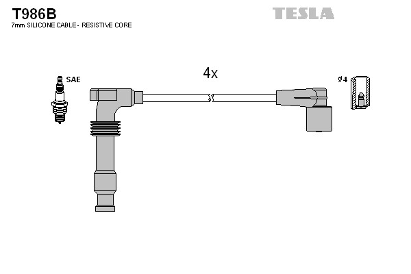 T986B TESLA Комплект проводов зажигания