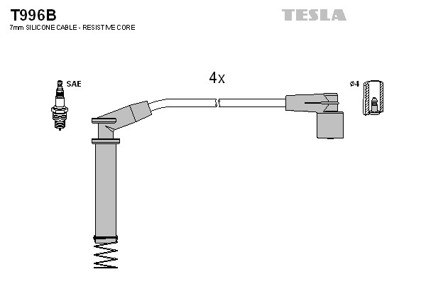 T996B TESLA Комплект проводов зажигания