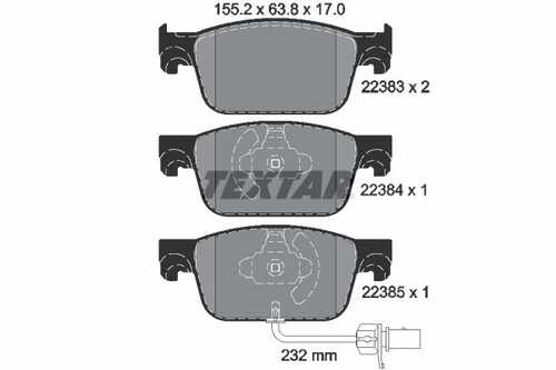 Колодки тормозные дисковые перед audi a4 8w2 b9a5 f53a5 f57 f5a 15- с противошумной пластиной