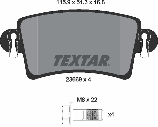 Комплект тормозных колодок дискового тормоза TEXTAR 2366901