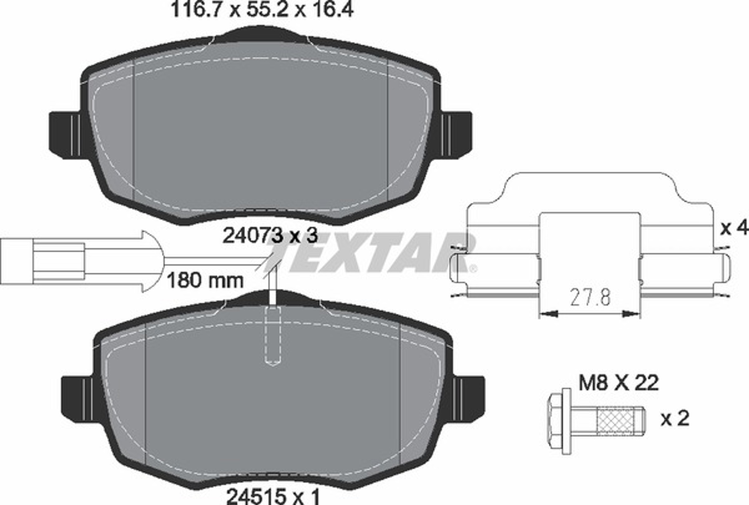 Колодки тормозные дисковые TEXTAR 2407304