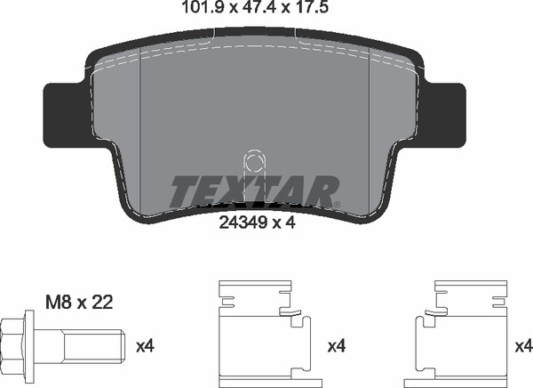 2434901 TEXTAR Тормозные колодки