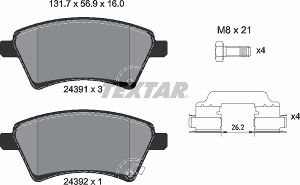 2439101 TEXTAR Тормозные колодки