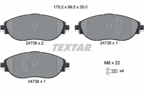 Комплект колодок для дисковых тормозов TEXTAR 2473806