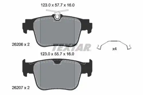 Колодки тормозные дисковые задн vw golf caddy 19- audi a3 20- skoda octavia 19- TEXTAR 2620601