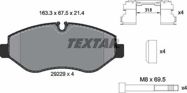 2922901 TEXTAR Тормозные колодки