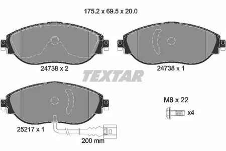 2473801 TEXTAR Тормозные колодки