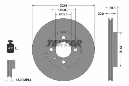 92036803 TEXTAR Диск тормозной