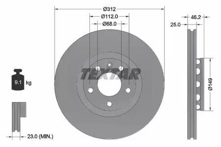 92106105 TEXTAR Диск тормозной