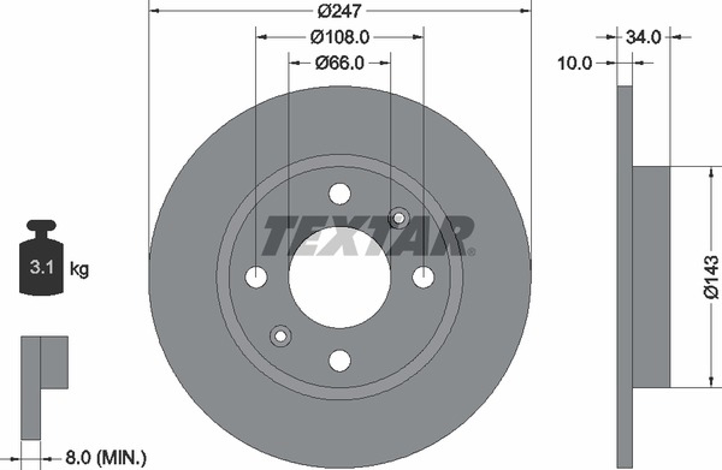 Диск тормозной TEXTAR 92029803