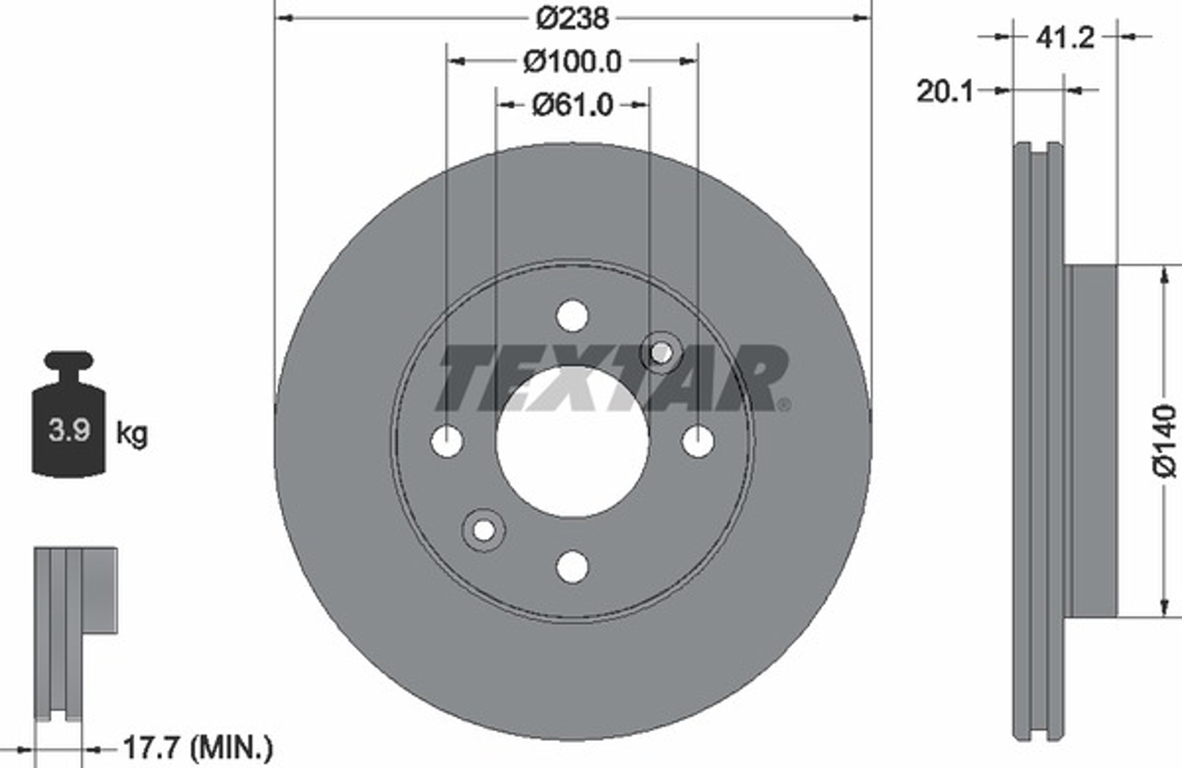 92036203 TEXTAR Диск тормозной