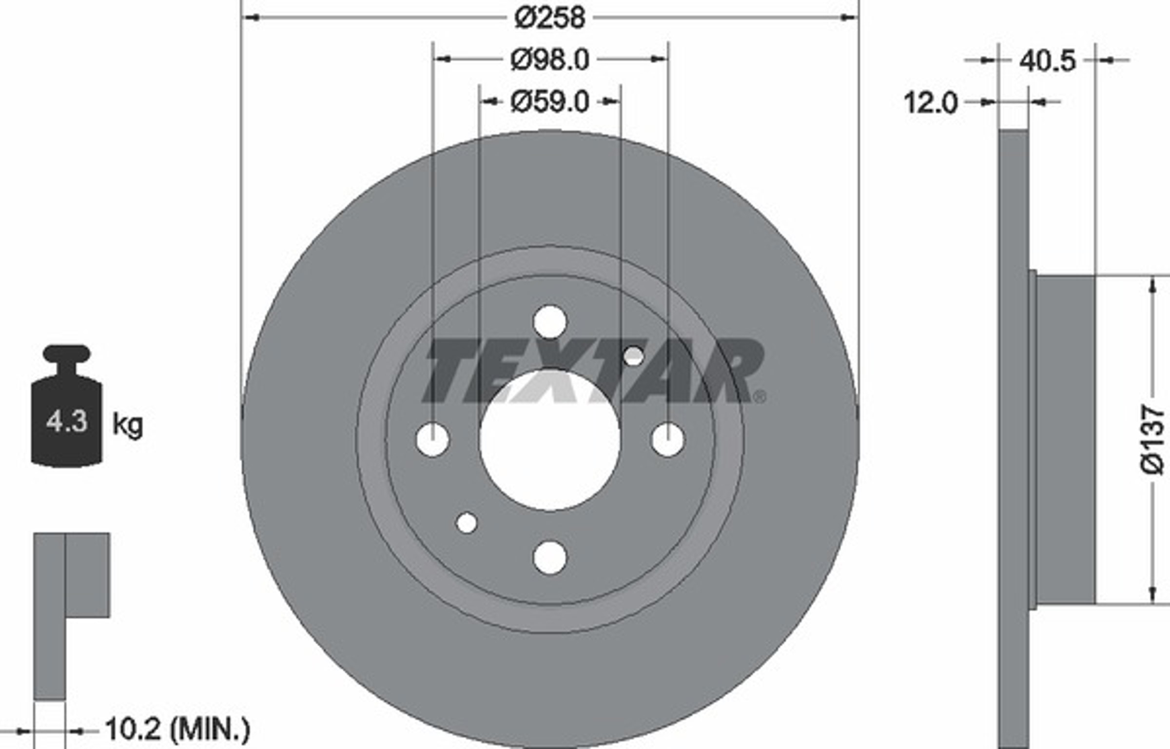 92041503 TEXTAR Диск тормозной