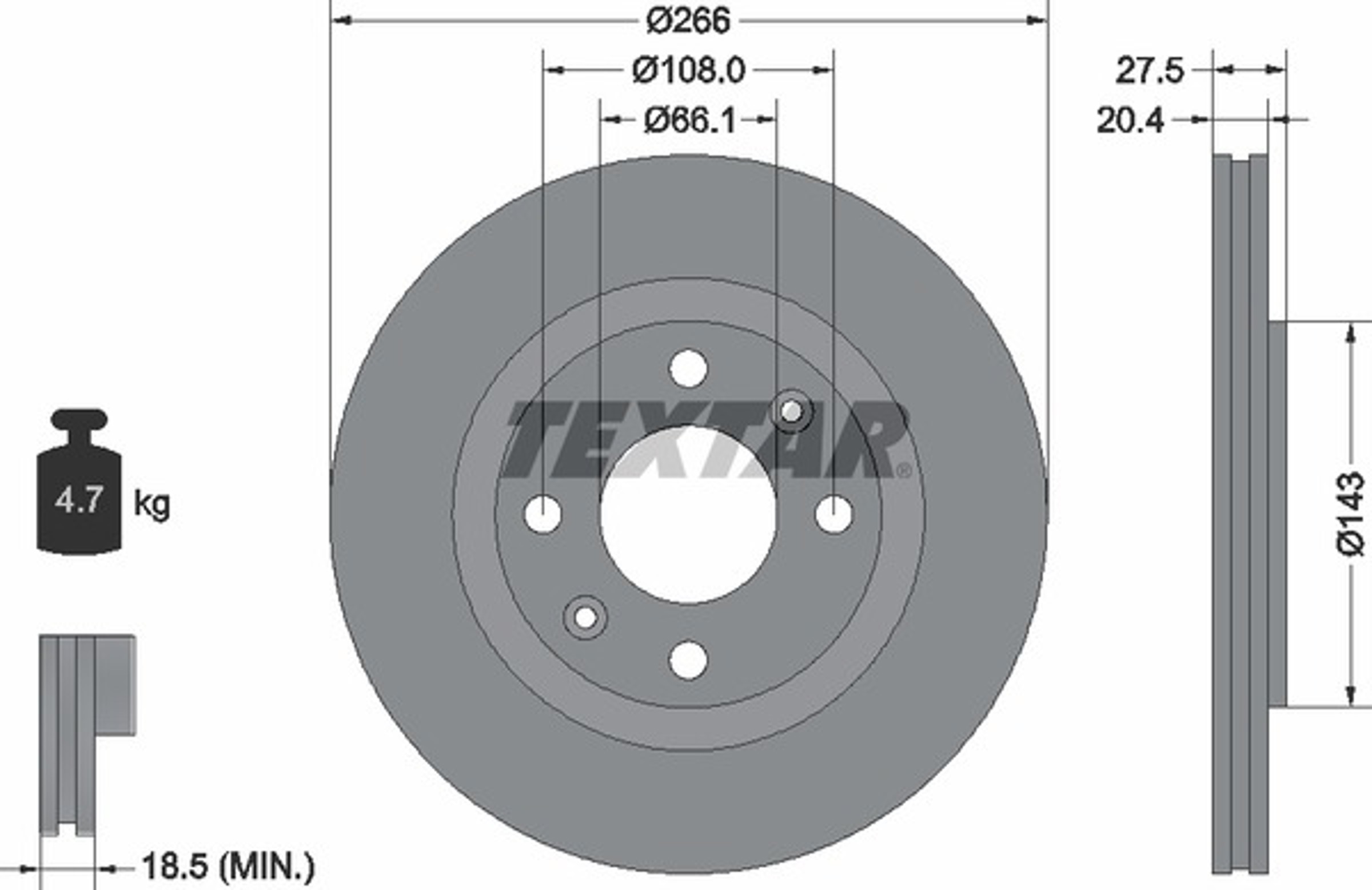 Диск тормозной TEXTAR 92048103