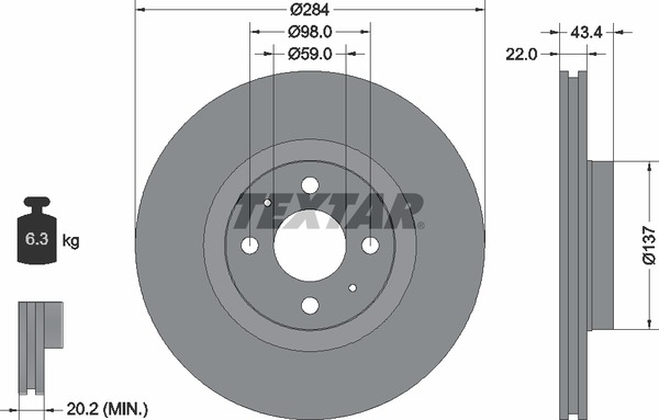 Тормозной диск TEXTAR 92053503